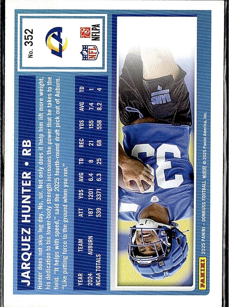 2025 Donruss #352 Jarquez Hunter Optic Rated Rookies Preview Holo