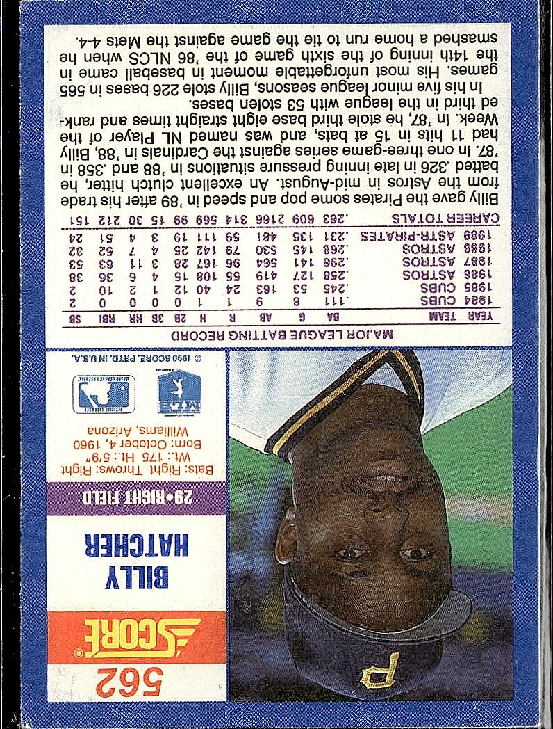 1990 Score #562 Billy Hatcher