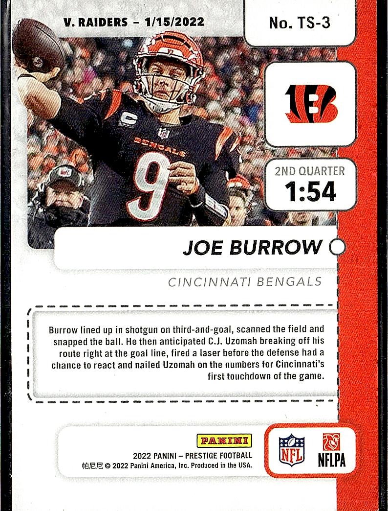 2022 Panini Prestige #TS-3 Joe Burrow Time Stamped