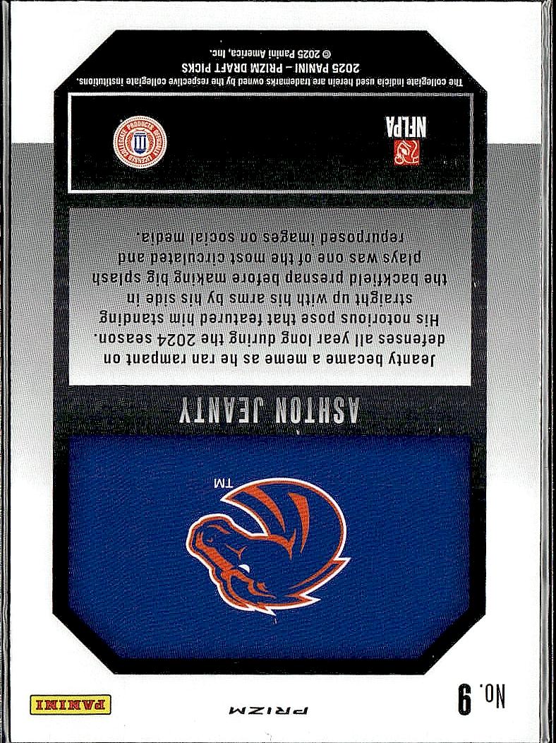 2025 Panini Prizm Draft Picks #9 Ashton Jeanty New Recruits Gold Ice
