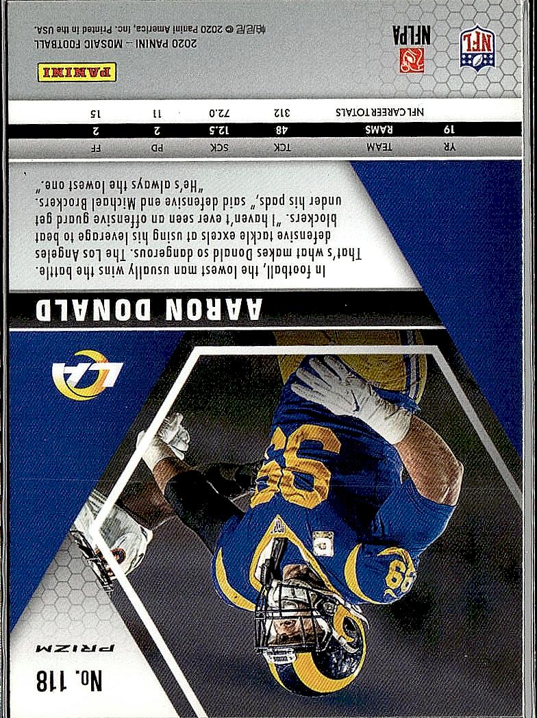 2020 Panini Mosaic #118 Aaron Donald Prizm Camo Pink