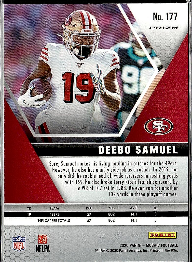 2020 Panini Mosaic #177 Deebo Samuel Prizm Reactive Red
