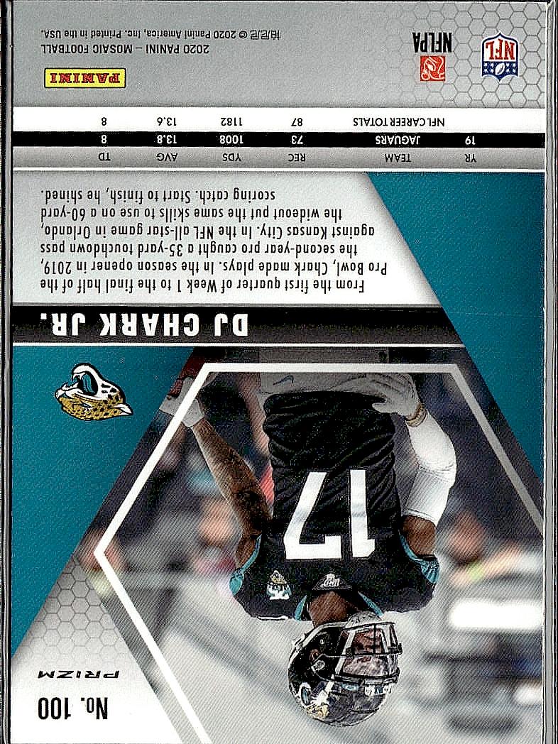 2020 Panini Mosaic #100 DJ Chark Jr. Prizm Reactive Red