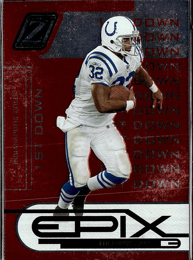 2005 Donruss Zenith #E-12 Edgerrin James Epix Orange 1st Down #/1000