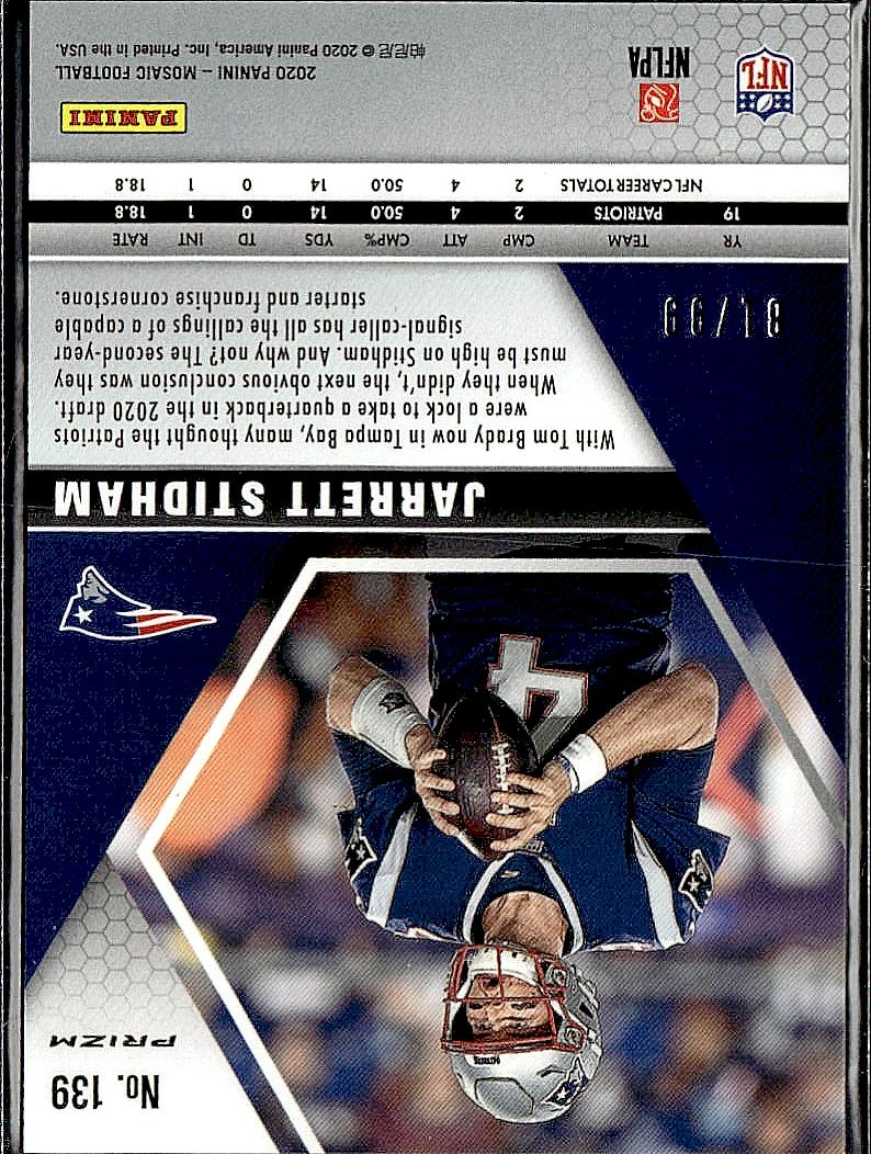 2020 Panini Mosaic #139 Jarrett Stidham Prizm Blue