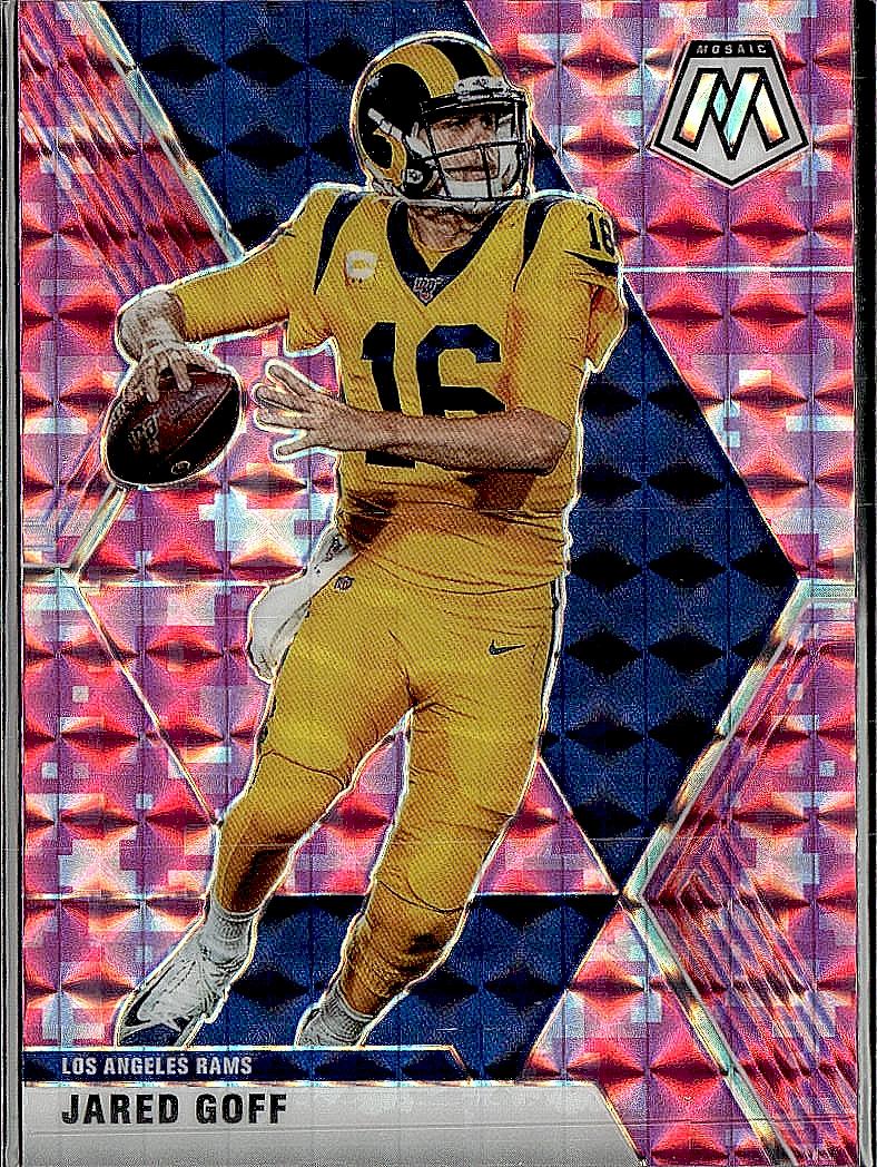 2020 Panini Mosaic #117 Jared Goff Prizm Camo Pink