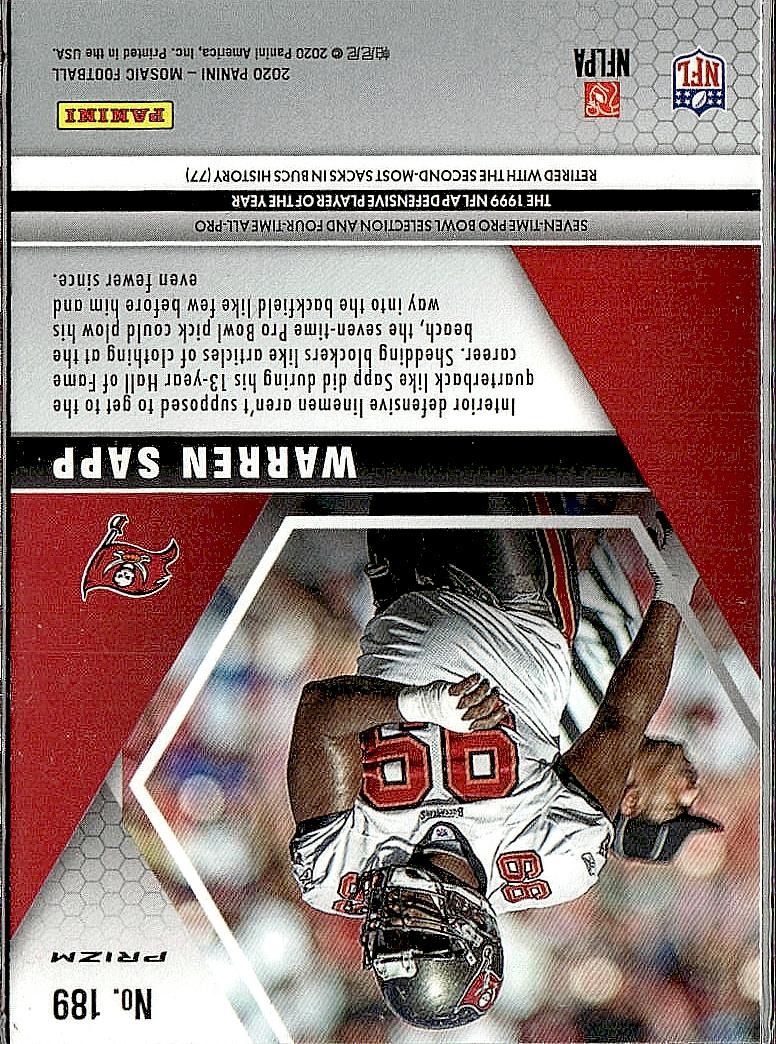 2020 Panini Mosaic #189 Warren Sapp Prizm Silver