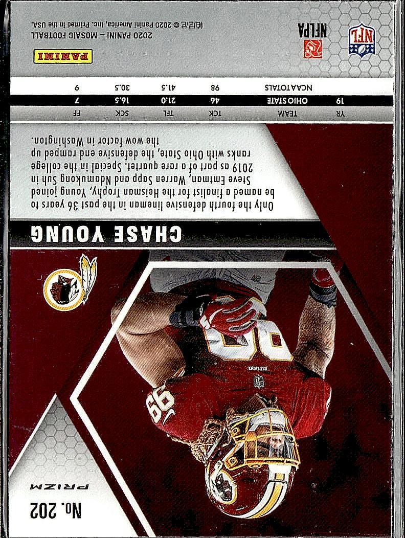 2020 Panini Mosaic #202 Chase Young No Huddle Prizm Silver