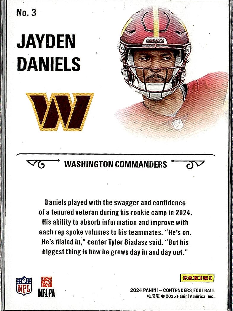 2024 Panini Contenders #3 Jayden Daniels Rookie Stallions Bronze