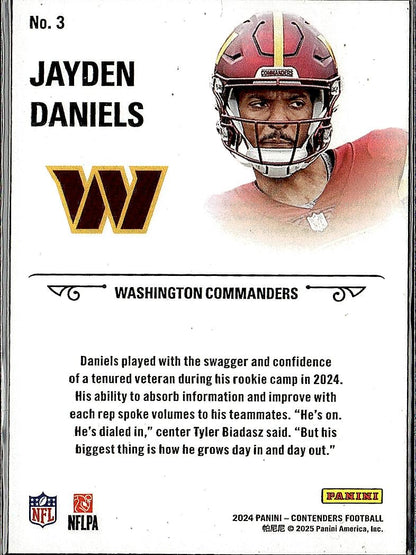 2024 Panini Contenders #3 Jayden Daniels Rookie Stallions Bronze