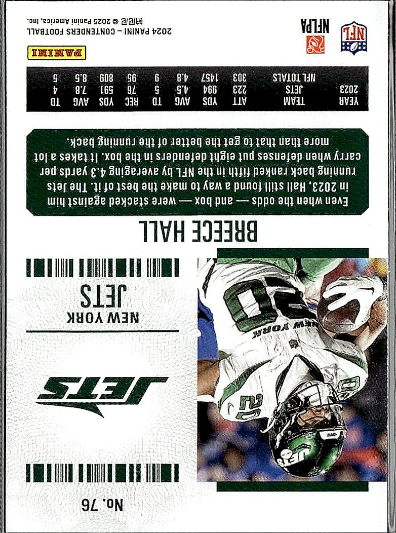 2024 Panini Contenders #76 Breece Hall Game Ticket Bronze