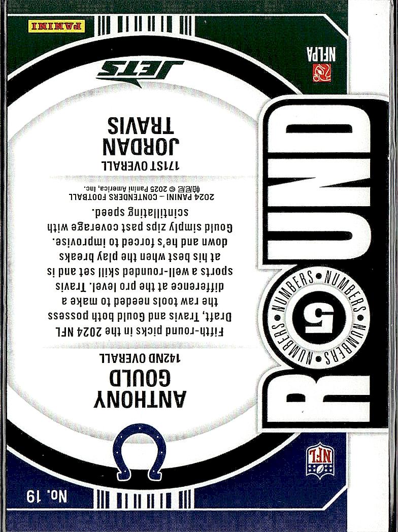 2024 Panini Contenders #19 Anthony Gould / Jordan Travis Round Numbers