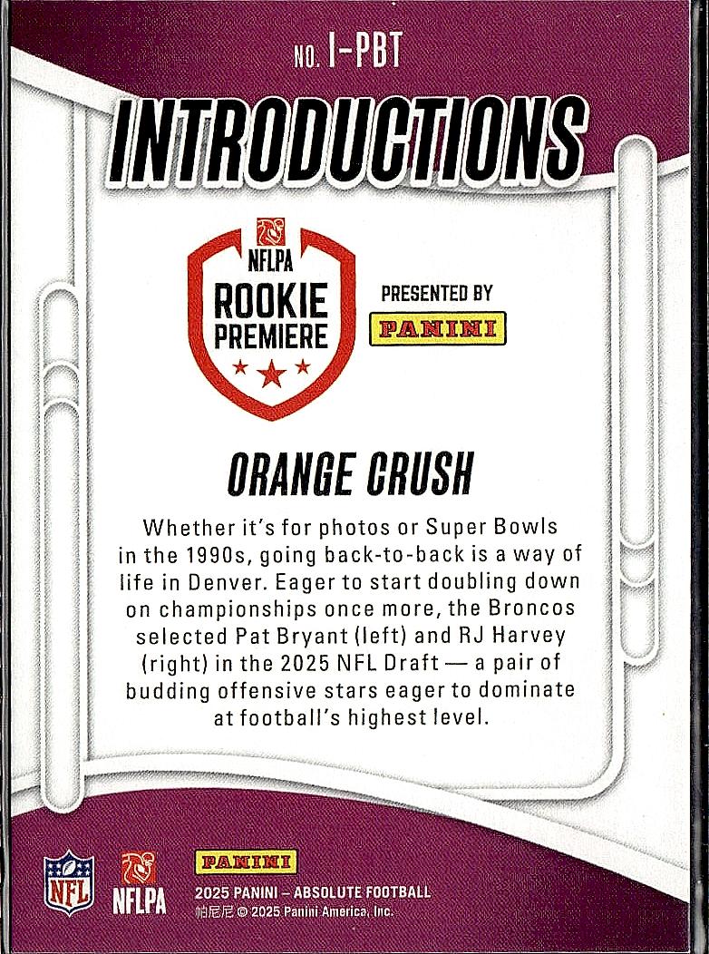 2025 Panini Absolute #I-PBT Orange Crush Introductions