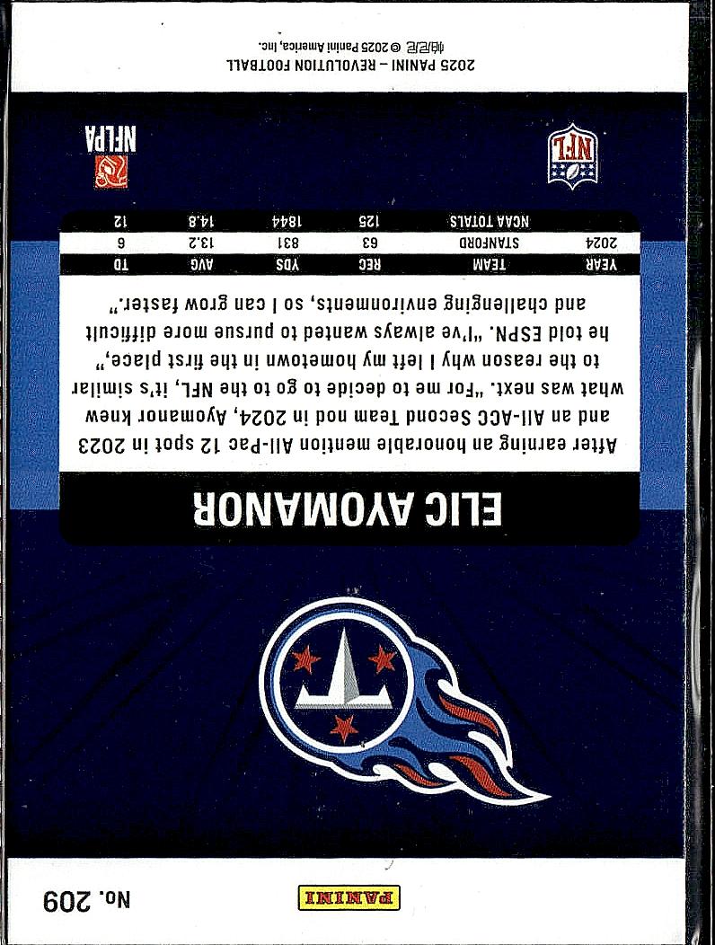 2025 Panini Revolution #209 Elic Ayomanor Red Swirl