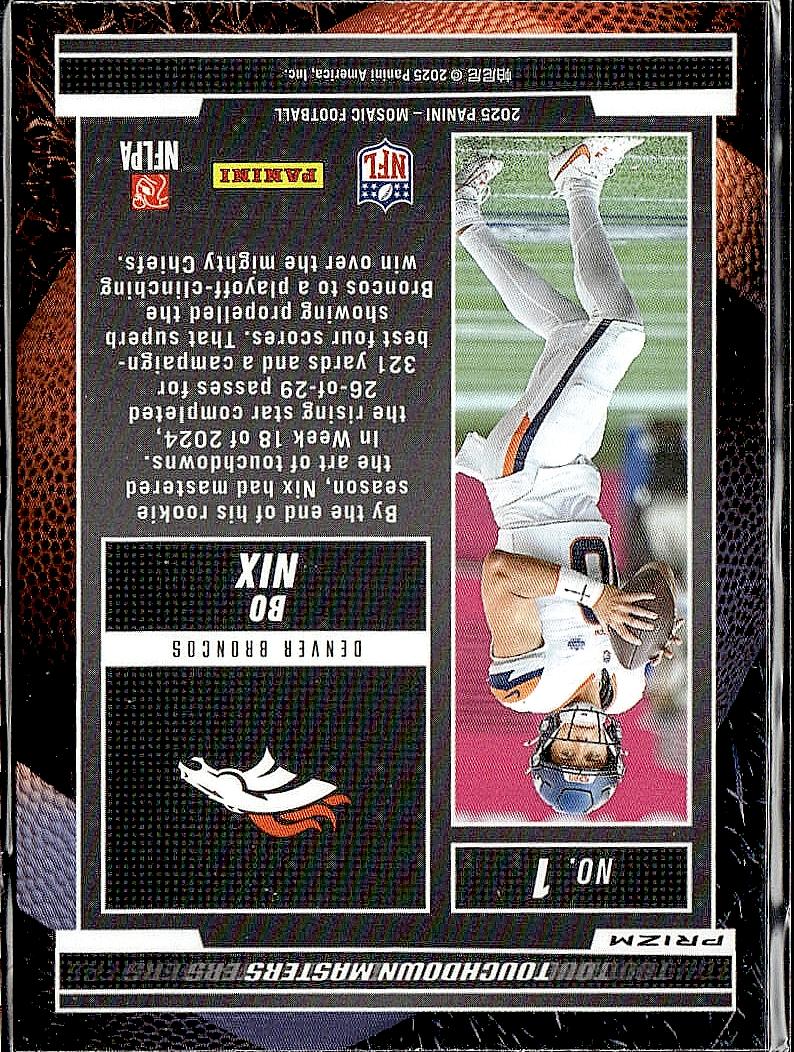 2025 Panini Mosaic #1 Bo Nix Touchdown Masters Mosaic Green