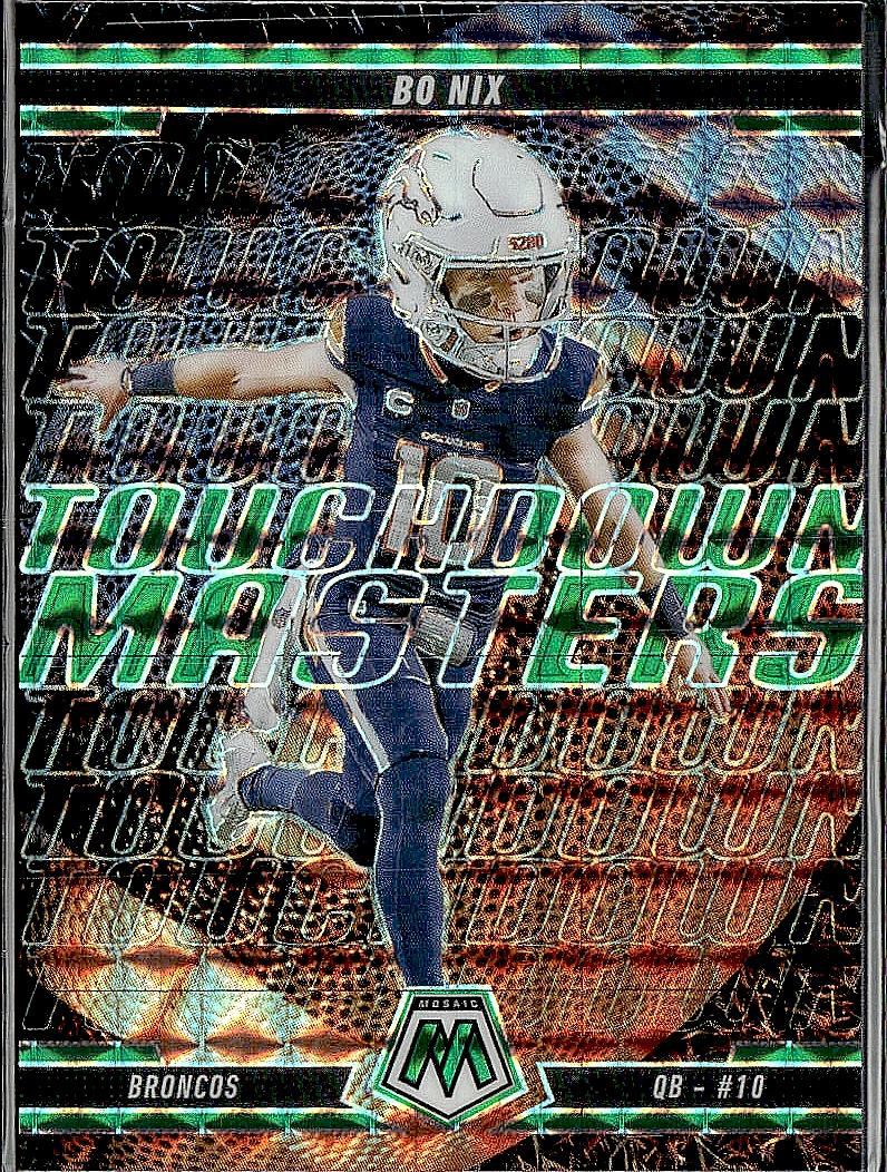 2025 Panini Mosaic #1 Bo Nix Touchdown Masters Mosaic Green