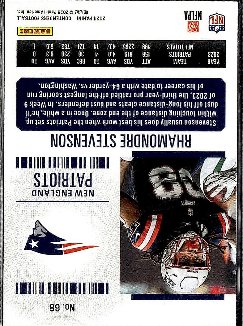 2024 Panini Contenders #68 Rhamondre Stevenson Game Ticket Bronze