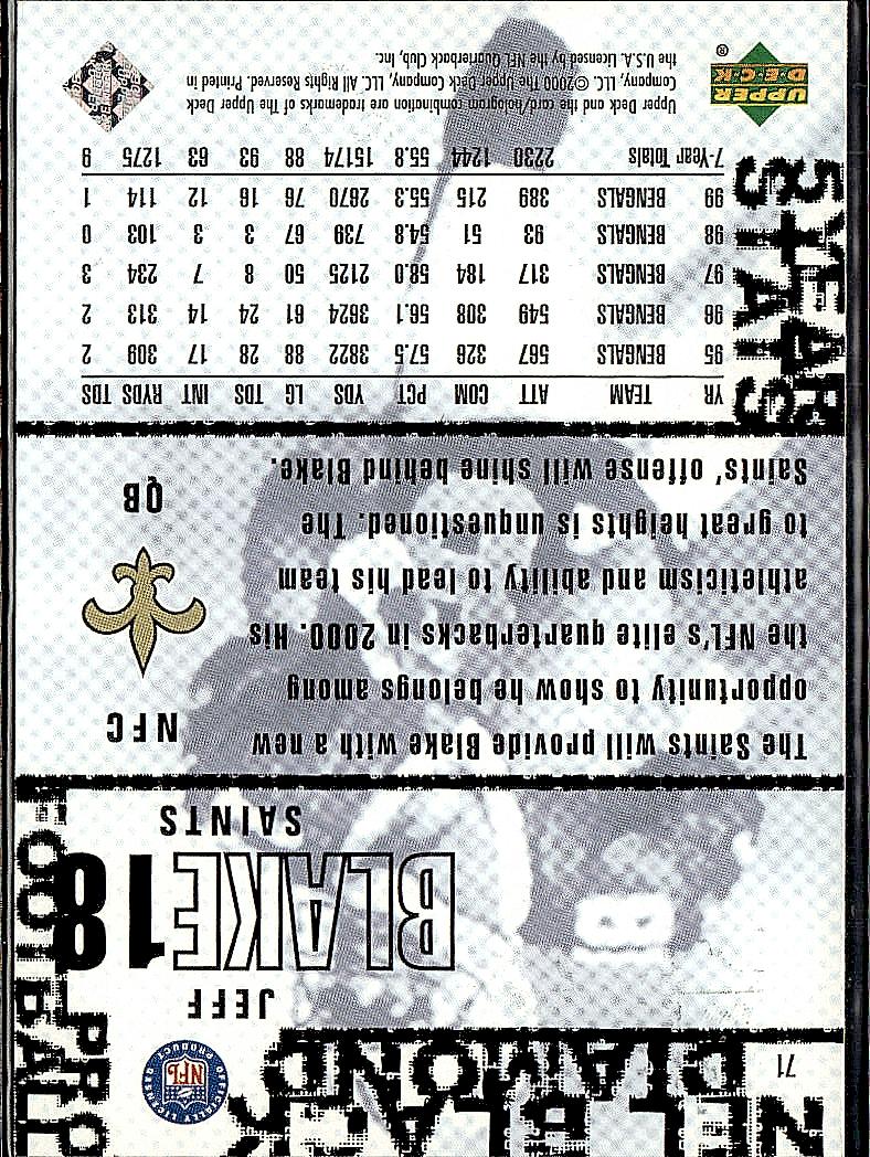 2000 Upper Deck Black Diamond #71 Jeff Blake