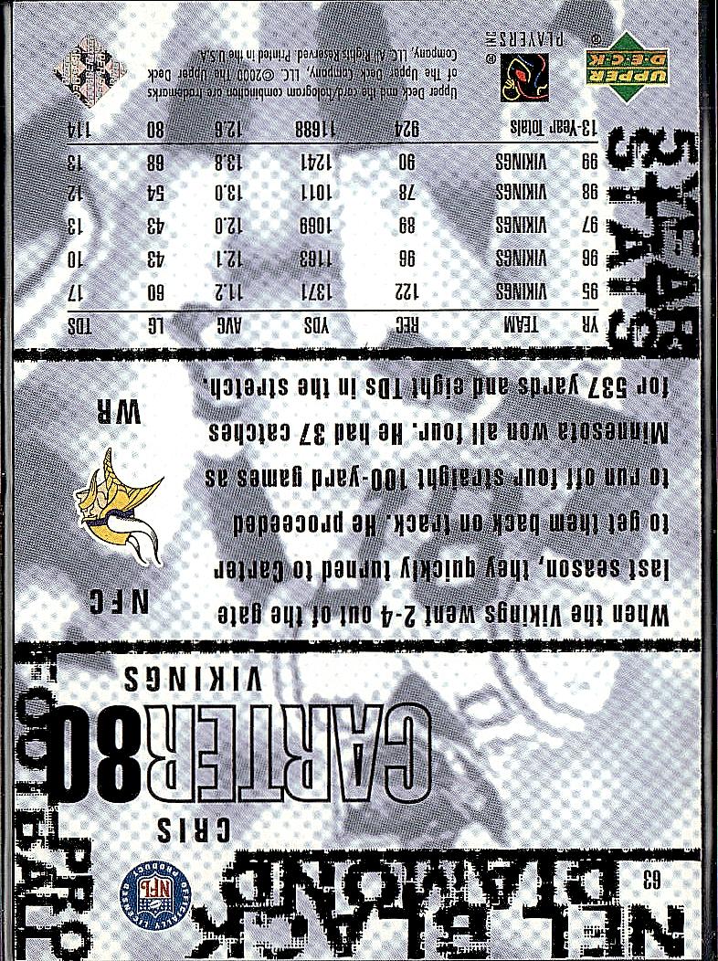 2000 Upper Deck Black Diamond #63 Cris Carter
