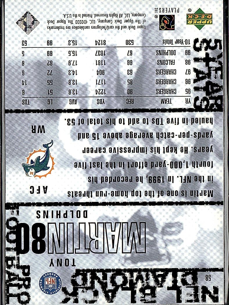 2000 Upper Deck Black Diamond #58 Tony Martin