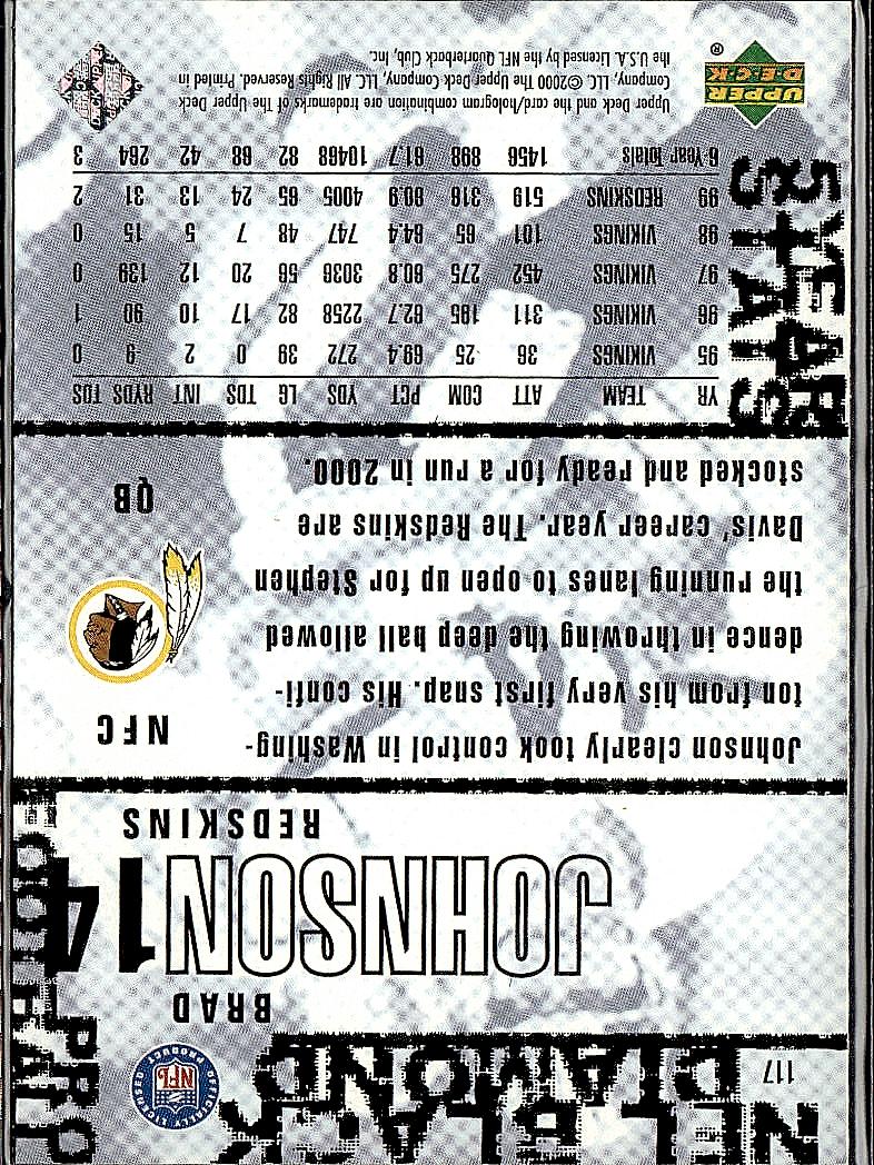 2000 Upper Deck Black Diamond #117 Brad Johnson