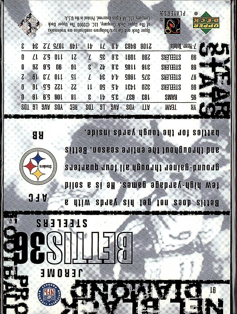 2000 Upper Deck Black Diamond #91 Jerome Bettis