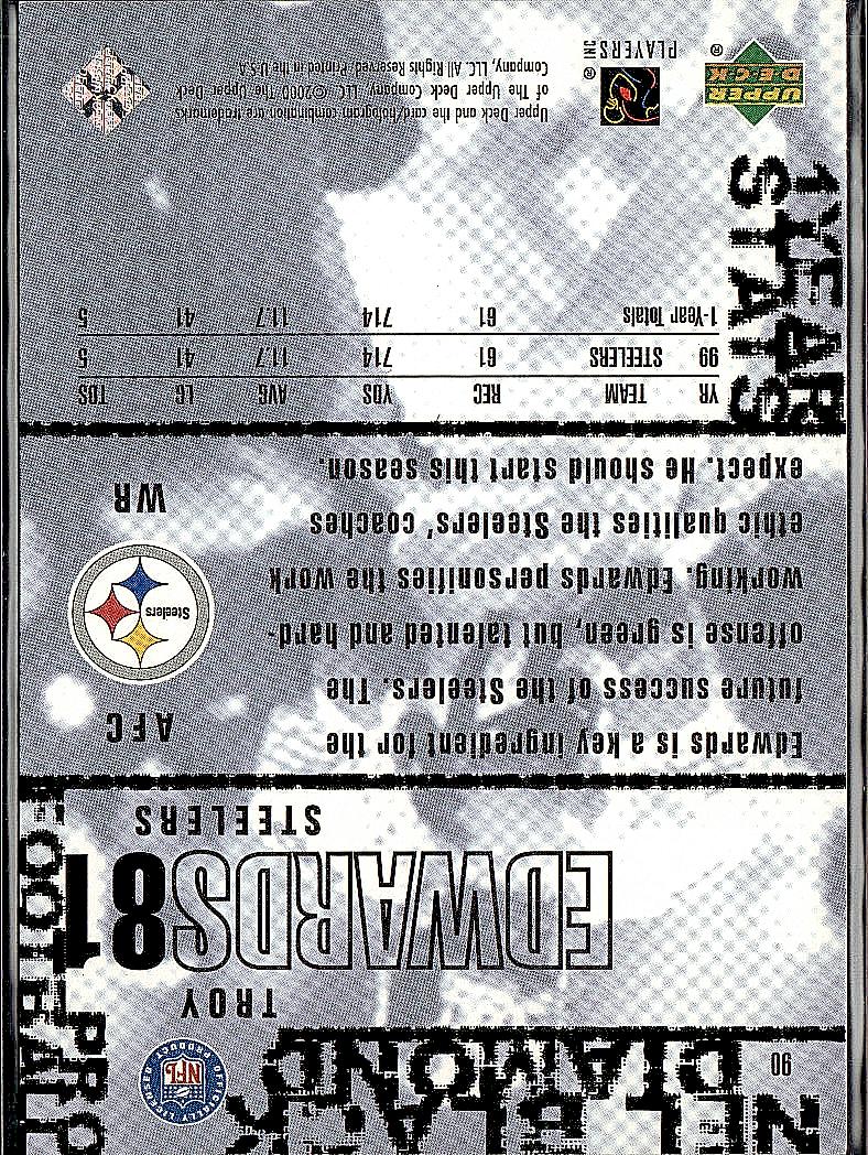 2000 Upper Deck Black Diamond #90 Troy Edwards
