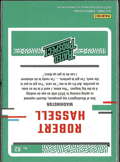 2023 Donruss #82 Robert Hassell Holo Blue