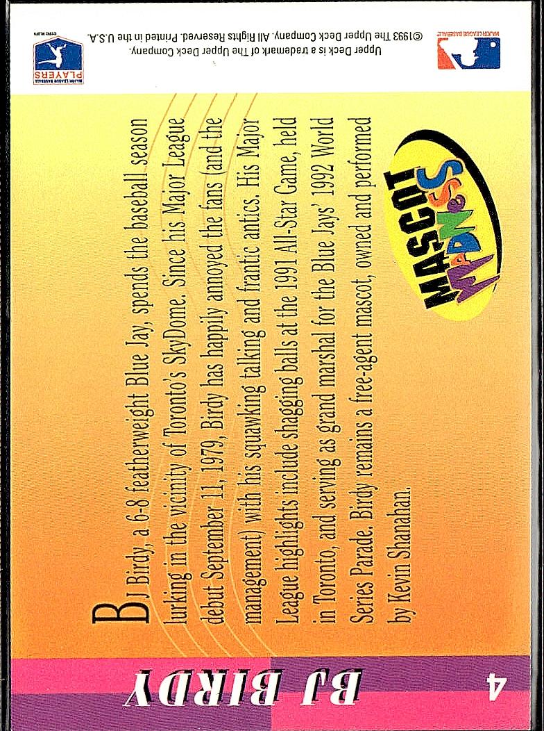 1993 Upper Deck Fun Pack #4 BJ Birdy Mascot Madness