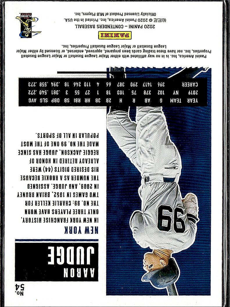 2020 Panini Contenders #54 Aaron Judge