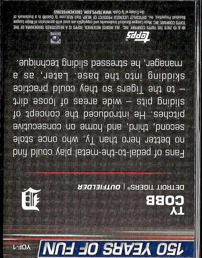 2019 Topps Opening Day #YOF-1 Ty Cobb 150 Years of Fun