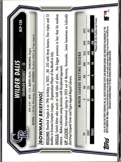 2026 Bowman #BCP-150 Wilder Dalis Chrome Prospects