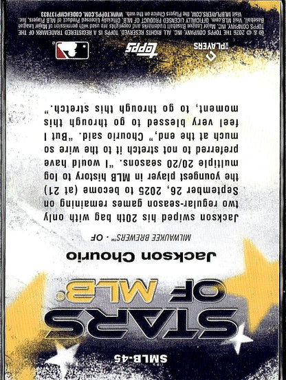 2026 Topps #SMLB-45 Jackson Chourio Stars of MLB