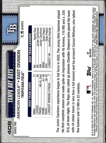 2026 Topps #408 Tampa Bay Rays