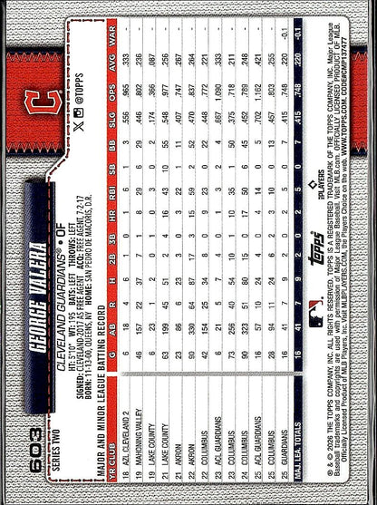 2026 Topps #603 George Valera
