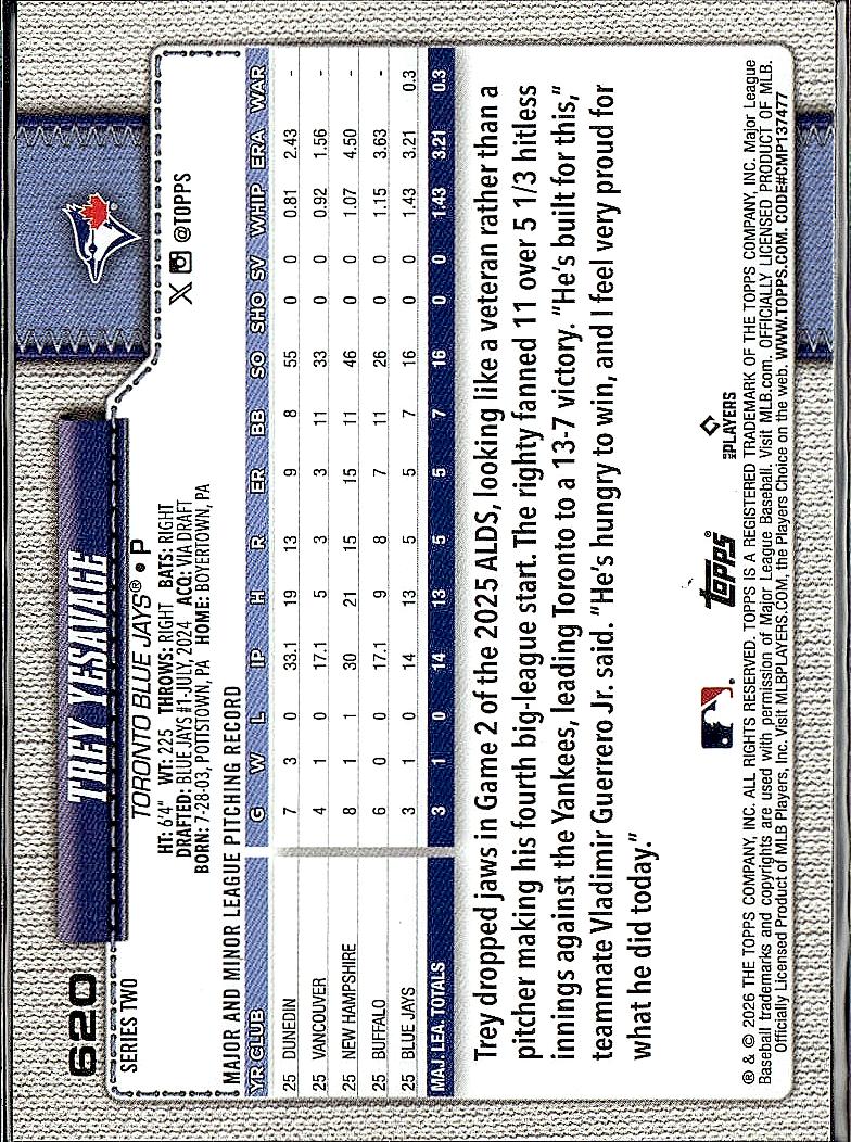 2026 Topps #620 Trey Yesavage