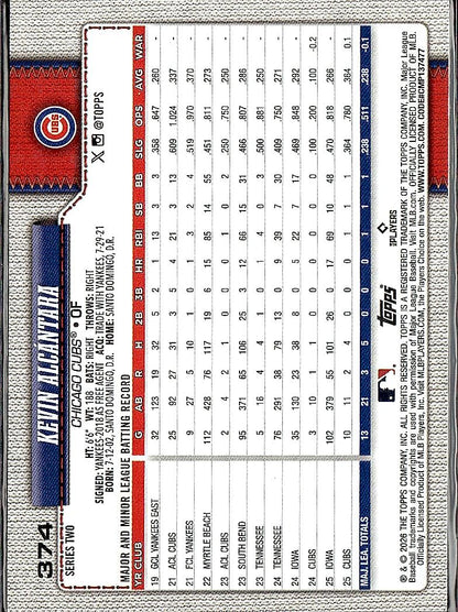 2026 Topps #374 Kevin Alcántara