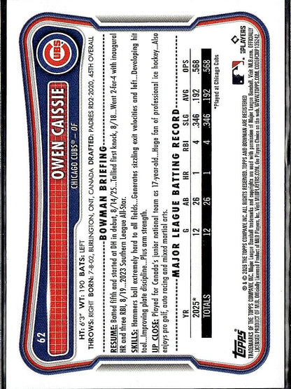 2026 Bowman #62 Owen Caissie