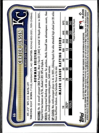 2026 Bowman #66 Carter Jensen