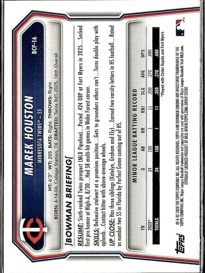 2026 Bowman #BCP-16 Marek Houston Chrome Prospects
