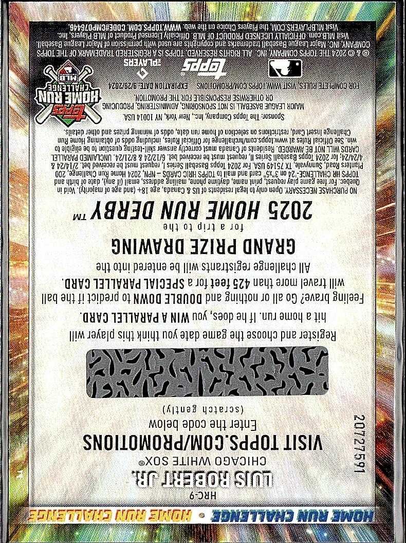 2024 Topps #HRC-9 Luis Robert Jr. Home Run Challenge (Series Two)