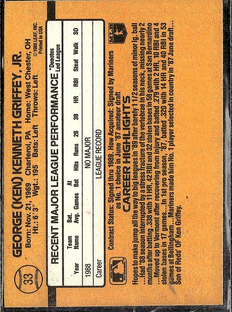 1989 Donruss #33d Ken Griffey Jr.