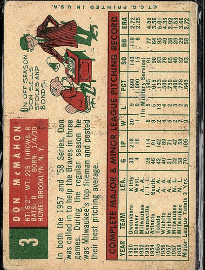 1959 Topps #3 Don McMahon