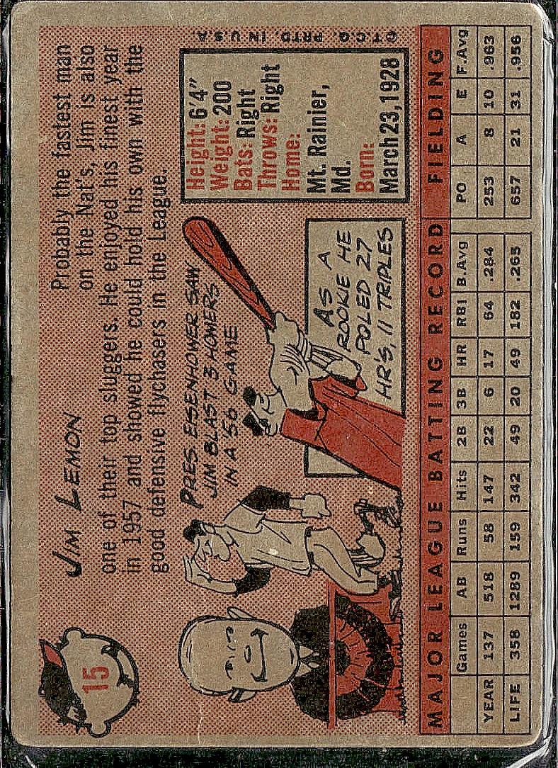 1958 Topps #15 Jim Lemon