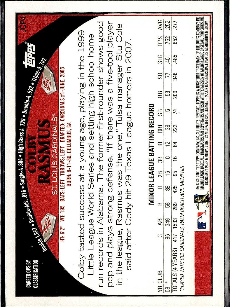 2009 Topps #JCP4 Colby Rasmus Factory Set Bonus: JCPenney