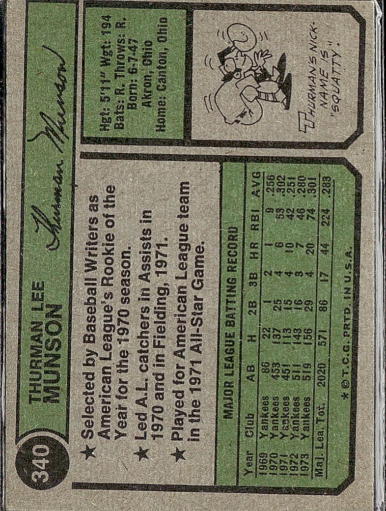 1974 Topps #340 Thurman Munson