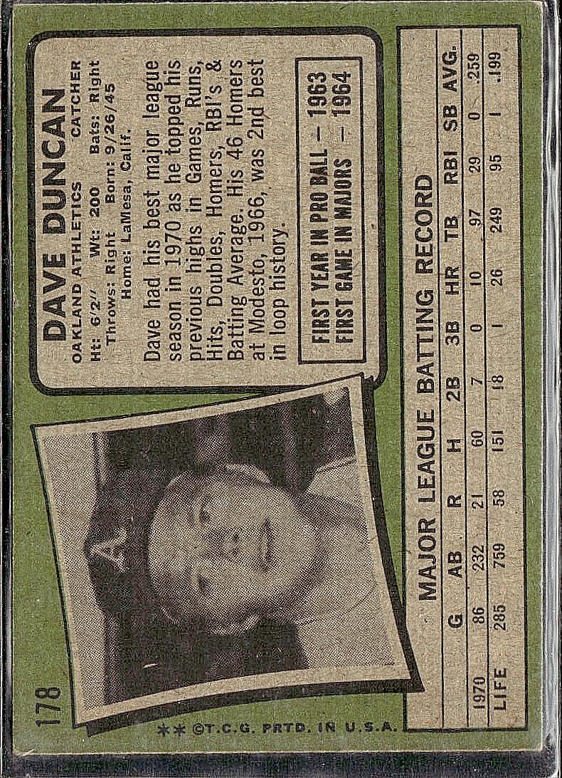 1971 Topps #178 Dave Duncan