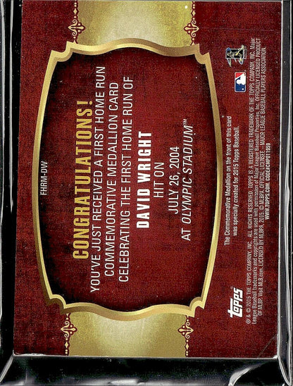 2015 Topps #FHRM-DW David Wright First Home Run Medallions