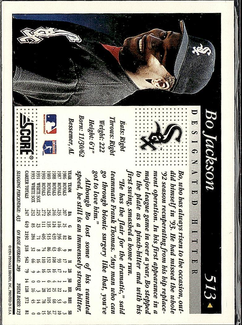 1994 Score #513 Bo Jackson