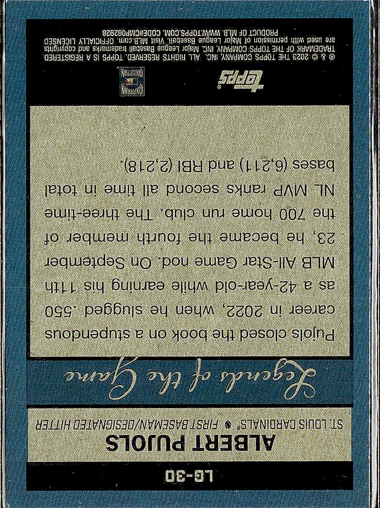 2023 Topps #LG-30 Albert Pujols Legends of the Game